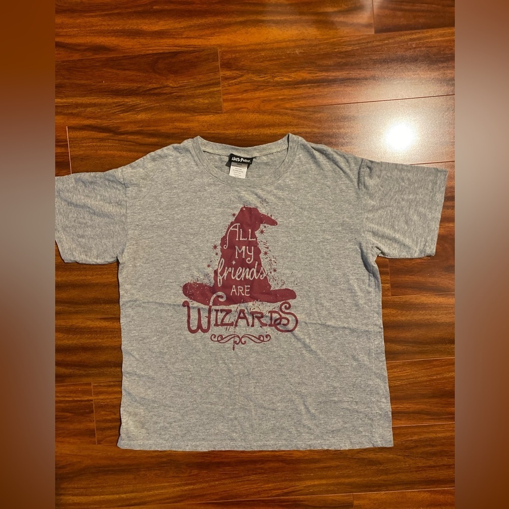 Harry Potter Cotton blend Gray T-Shirt with Maroon Wizard Hat Graphic Medium